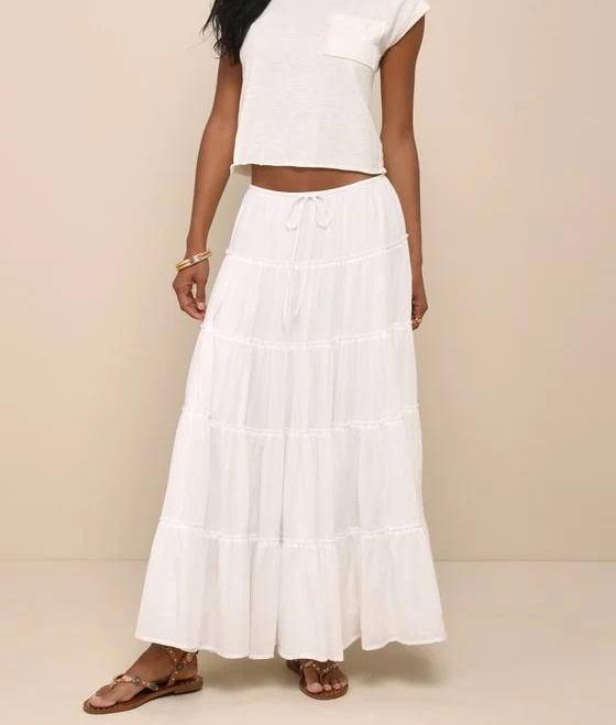 bottoms Lulus Gauzy Tiered Maxi Skirt Lulus $59