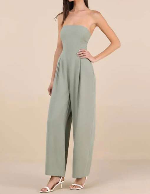 jumpsuit Lulus Light Brown Linen Wide-Leg Jumpsuit Womens Lulus $79