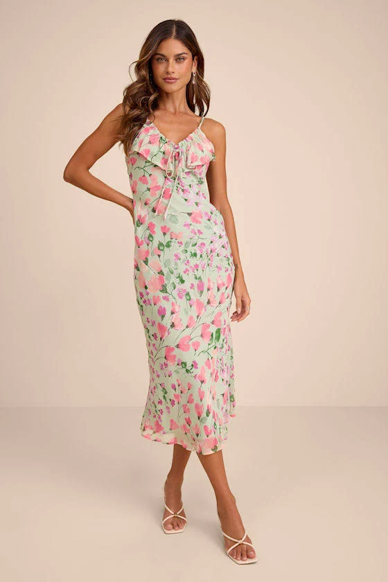 dress Lulus Ruffled Floral Midi Dress Lulus $69