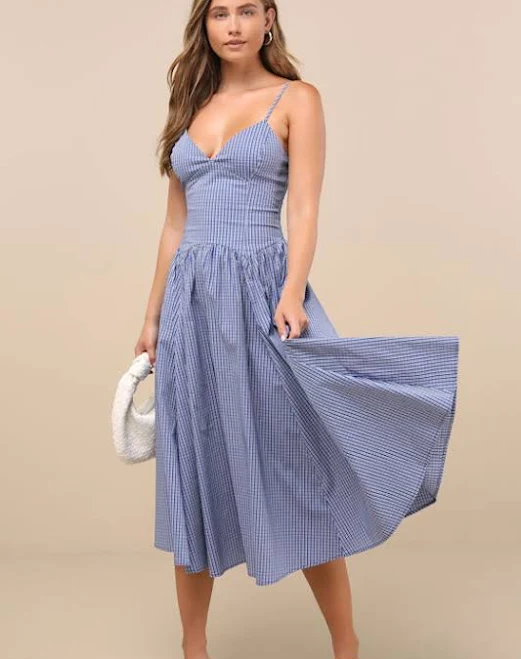 sundress Lulus Sleeveless Gingham Midi Dress Lulus $59