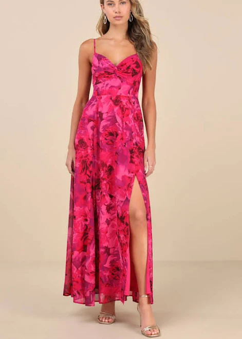 maxi dress Lulus Twist-Front Floral Maxi Dress Lulus $89