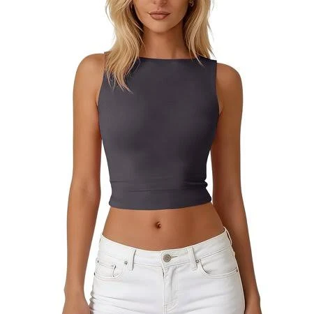 top Lumtrix Womens Tank Tops Sweaters Boat Neck Sleeveless Soft Fitted Business Casual Crop Shirts 2026 Summer Clothes Dark Gray L, Women's, Size: Large Walmart - Lumtrix $9.99