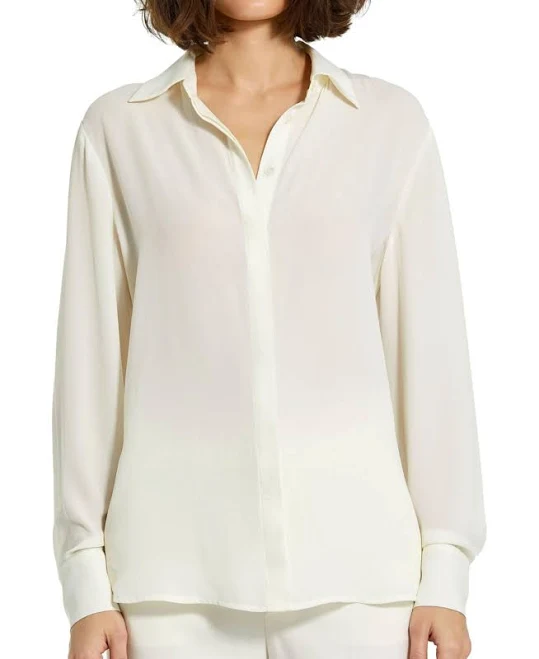 top Mac Duggal Women's Classic Georgette Button-up Shirt Bloomingdale's $99
