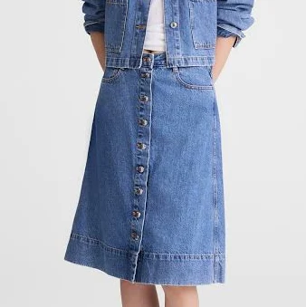 skirt Madewell Women's Denim Button-Front A-Line Midi Skirt Madewell $64.75