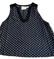 top Maeve Anthropologie Blouse Top Women 6P Black White Print Sleeveless Flowy eBay $29.99