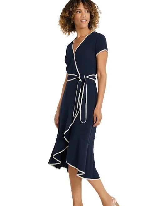 dress Maggy London Contrast Trim Short Sleeve Faux Wrap Dress Maggy London $178