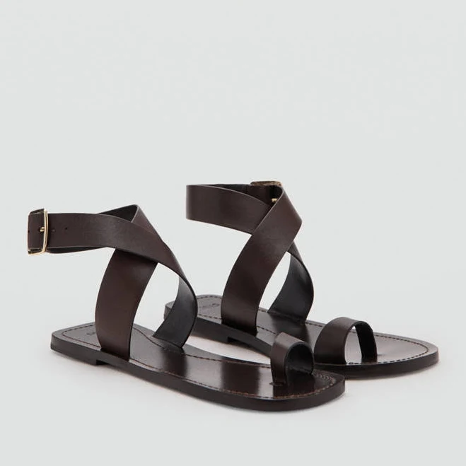 shoes MANGO Leather Flat Sandals shop.mango.com $99.99