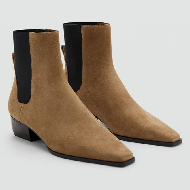 shoes MANGO Women's Square Toe Suede Ankle Boots shop.mango.com $119.99