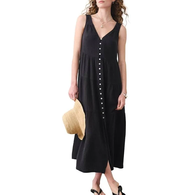 dress Marine Layer Women's Corrine Texture Sleeveless Tiered Organic Cotton Maxi Dress Nordstrom $128