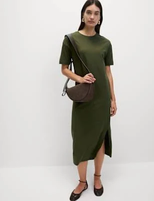 dress Marks & Spencer Pure Cotton Midi Relaxed T-Shirt Dress Marks & Spencer - United States $48.99