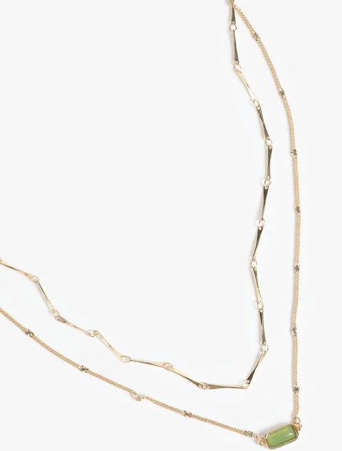 accessory maurices Women's Gold Faux Olivine Stone Layered Necklace Maurices $7.98