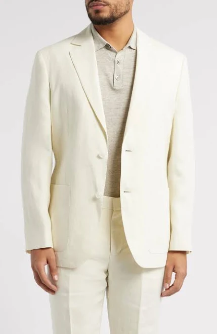 two piece set Men's Linen Double-Button Suit Aesido $119