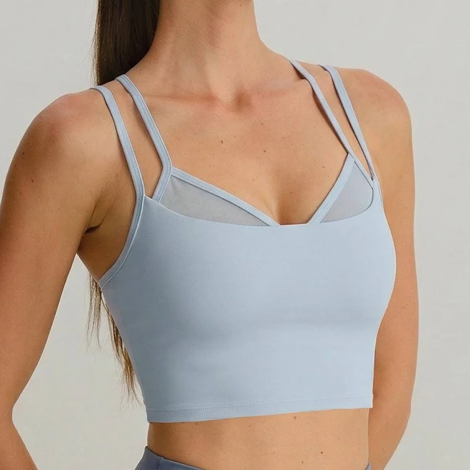 activewear top Mesh Insert Strappy Sports Bra Berlook $37