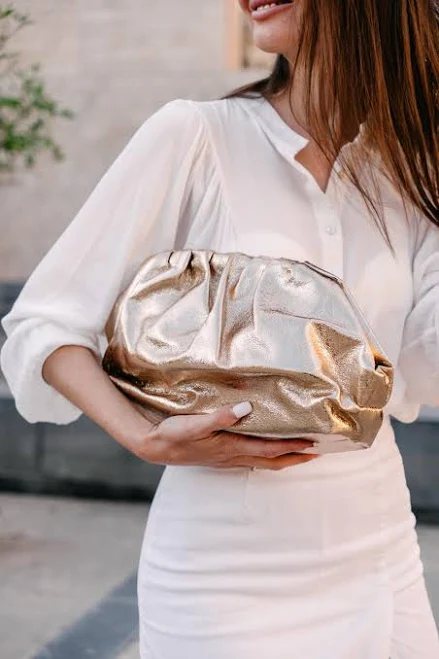 bag Metallic Leather Clutch Bag Etsy - Seller $145