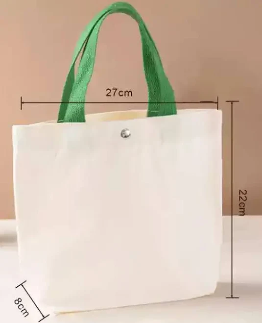 bag Mini White Canvas Tote Bag with Color Handles (Choose Color: Green) 4customize $2.69