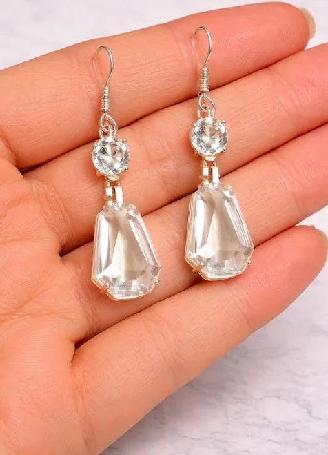 accessory Minimalist Crystal Drop Earrings Etsy - Seller $19.89