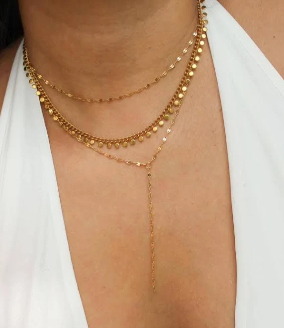 accessory Minimalist Gold Coin Necklace Chain Set Etsy - Seller $35