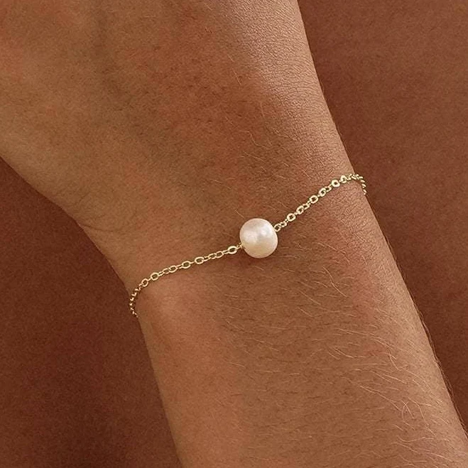 accessory Minimalist Gold Pearl Bracelet Etsy - Seller $20.69