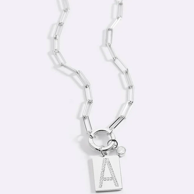 accessory Mint & Lily Sterling Silver Pave Initial Pendant Necklace Mint & Lily $279
