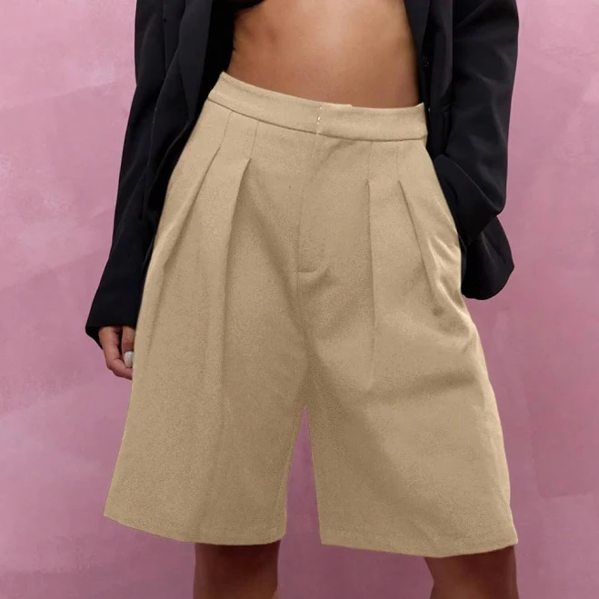 shorts Missguided High-Waisted Pleated Front Wide-Leg Bermuda Shorts missguided $18.46