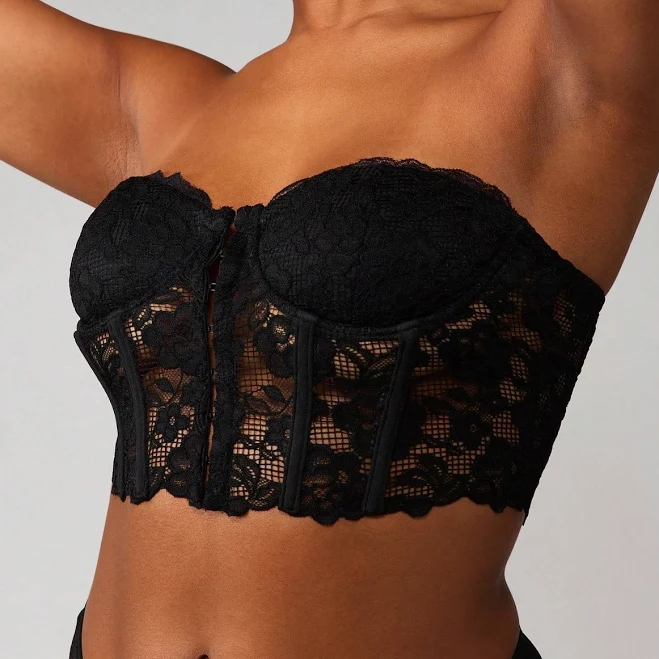 top Missguided Scalloped Lace Bandeau Top Bustier Corset missguided $10.22