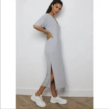 dress Missguided Women's Oversized Rib Midi T-Shirt Dress eBay $28