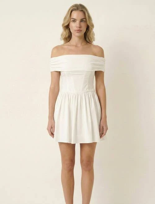 dress Modenaire Women's Off-Shoulder Ruched Bodice Flowy Mini Dress Nordstrom $98