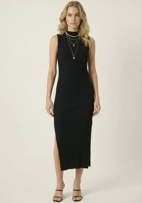 dress Modenaire Women's Sleeveless Ribbed Knit Midi Dress with Side Slit Nordstrom $125