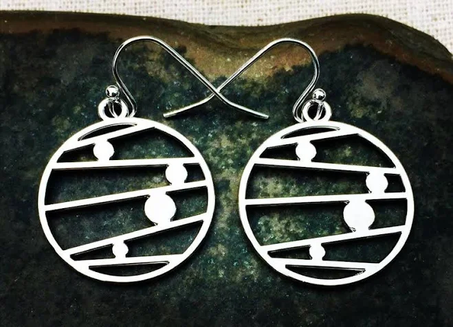 accessory Modern Geometric Round Silver Earrings Etsy - TigerFlowerJewelry $23.99