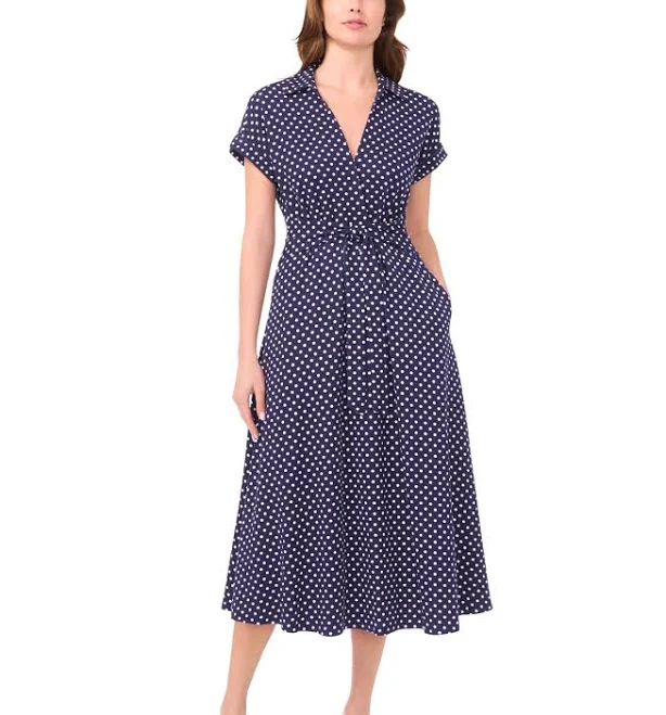 dress Msk Women's Polka- Dot Midi Dress Macy's $59.4