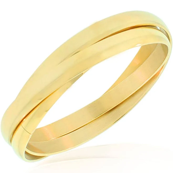 accessory My Daily Styles Stainless Steel Yellow Gold-Tone Wide Interlocked Bangle Bracelets My Daily Styles $19.99