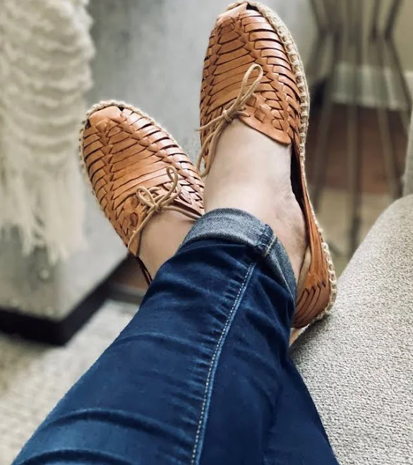 shoes Natural Leather Huarache Laces Sandal Ethnic Heritage $31.09