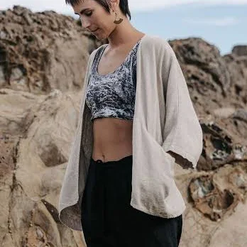 outerwear Natural Linen Open Jacket with Pockets Etsy - idisdesigns $140