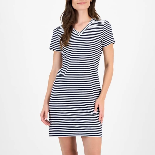 dress Nautica Women's Striped V-Neck T-Shirt Dress Macy's $41.65