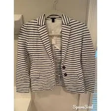 blazer Navy and White Striped Blazer Poshmark $35