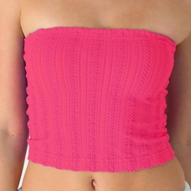 tube top Nikibiki Seamless Strapless Textured Tube Top Boho Pink $34