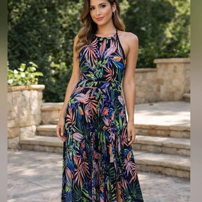 dress Nordstrom Dresses | Nordstrom Vibrant Tropical Print Maxi Dress | Color: Green/Pink | Size: 8 | Elizabethlin247's Closet Poshmark $50