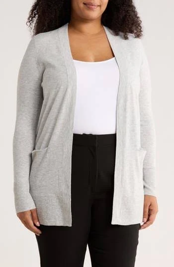 outerwear Nordstrom Open Front Cardigan in Grey Heather at Nordstrom Rack, Size 2X Nordstrom Rack $19.99