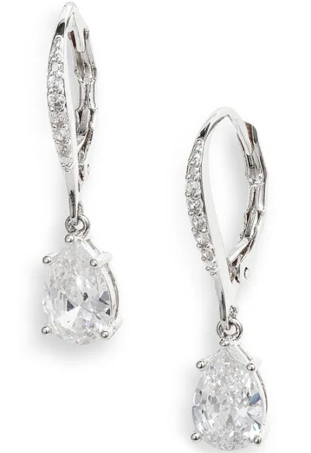 accessory Nordstrom Pear Cubic Zirconia Drop Earrings in Clear Nordstrom $18