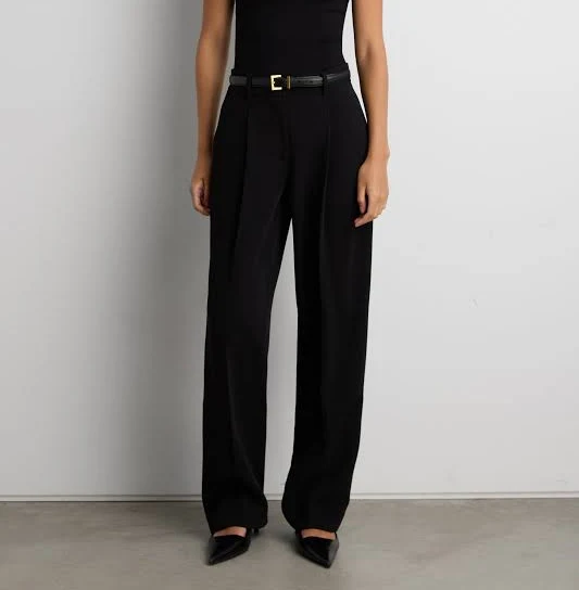 bottom Oak + Fort Vetiver Wide Leg Crepe Tailored Trousers Oak and Fort US $94