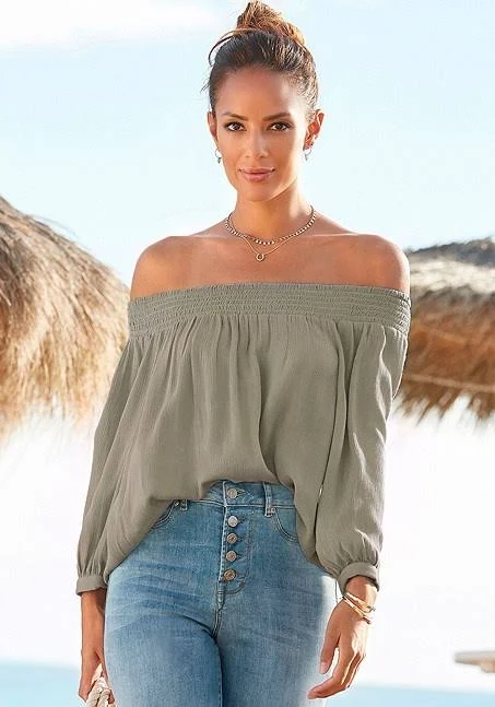 blouses Off Shoulder Smocked Blouse Lascana $29