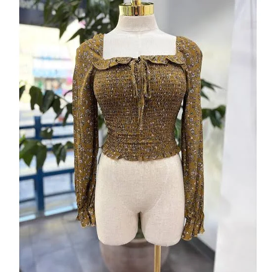 blouses Off-Shoulder Smocked Floral Blouse Etsy - Seller $15