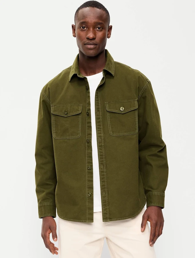 outerwear Old Navy Men's Oversized Canvas Workwear Shirt Old Navy $24.99