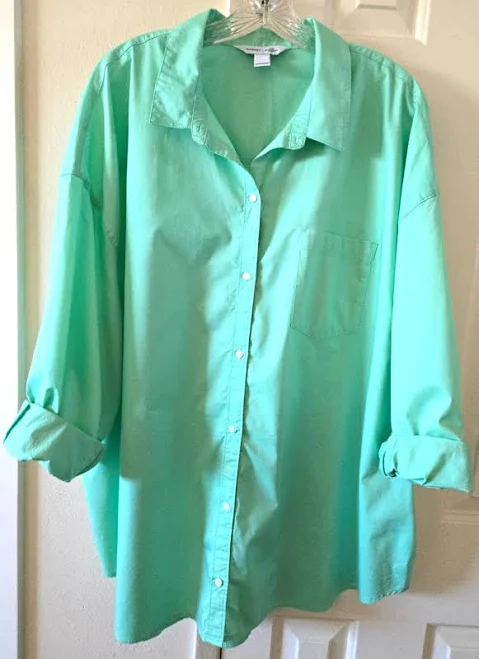 button down shirt Old Navy Mint Soft Green Oversized Fit Cotton Buttondown Shirt 3xl 4x eBay - dydwn2erth $38.99