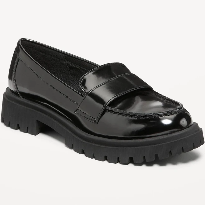 shoes Old Navy Women's Faux-Leather Chunky Heel Loafers Old Navy $26.99