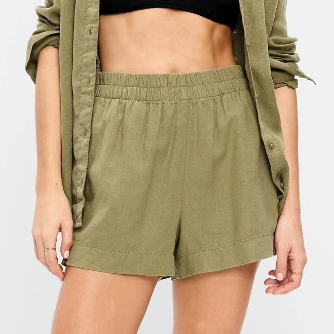 linen outfit Old Navy Women's High-Waisted Linen Pull-On Shorts Old Navy $22