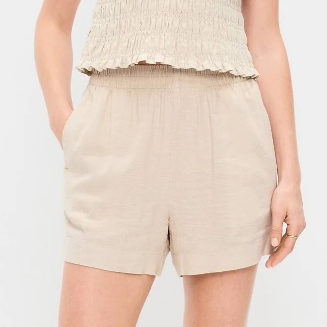 bottoms Old Navy Women's High-Waisted Linen Pull-On Shorts Old Navy $22