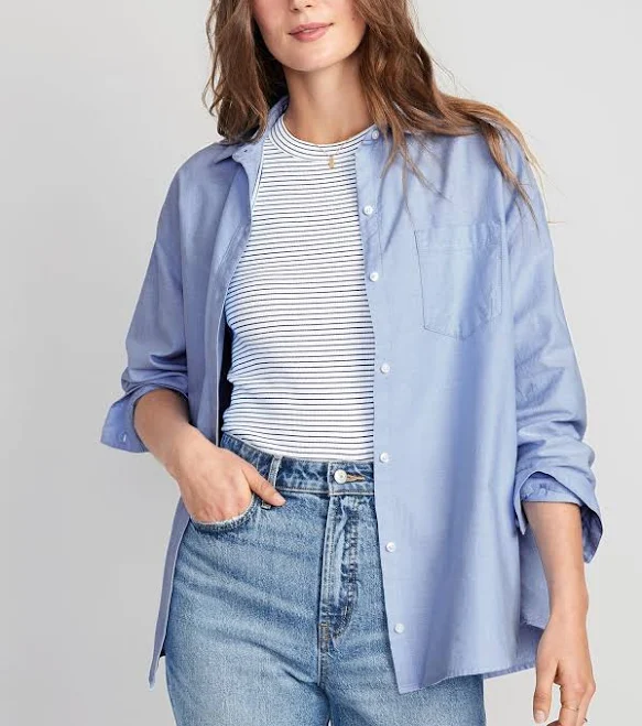 top Old Navy Women's Oversized Button-Down Boyfriend Shirt Old Navy $23.99