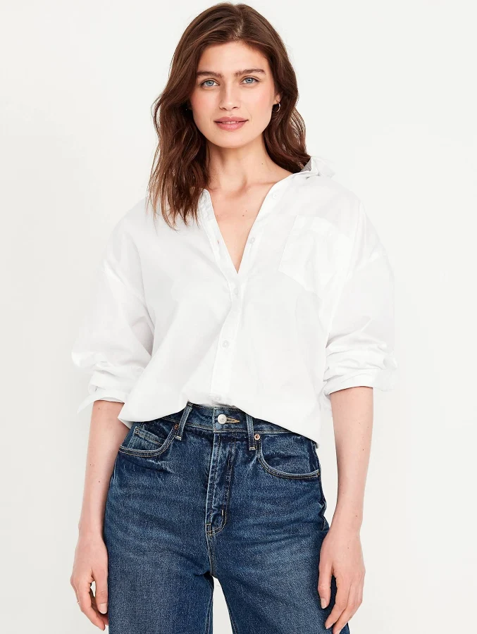 outerwear Old Navy Women's Oversized Button-Down Boyfriend Shirt Old Navy $23.99
