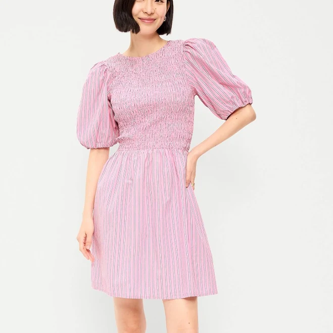 dress Old Navy Women's Smocked Puff-Sleeve Flare Mini Dress Old Navy $13.49